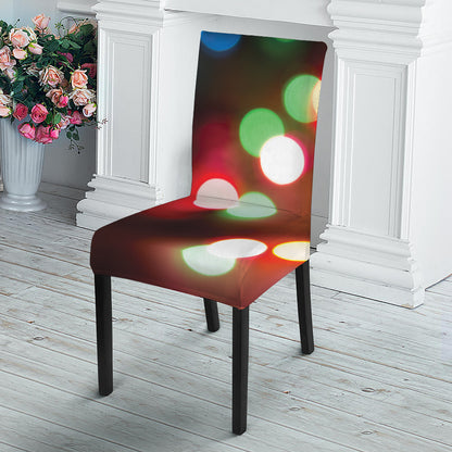 Defocused Christmas Lights Print Dining Chair Slipcover