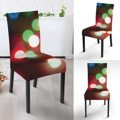Defocused Christmas Lights Print Dining Chair Slipcover