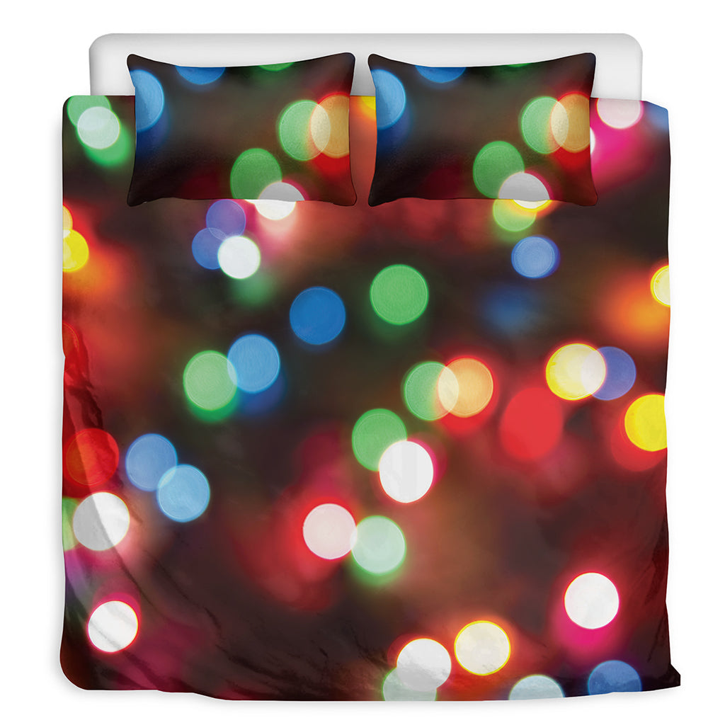 Defocused Christmas Lights Print Duvet Cover Bedding Set