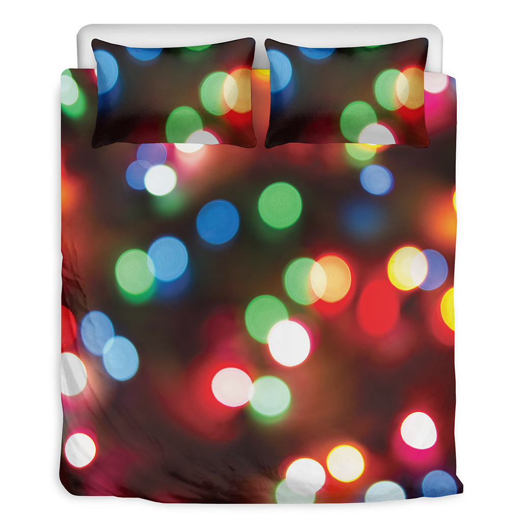 Defocused Christmas Lights Print Duvet Cover Bedding Set