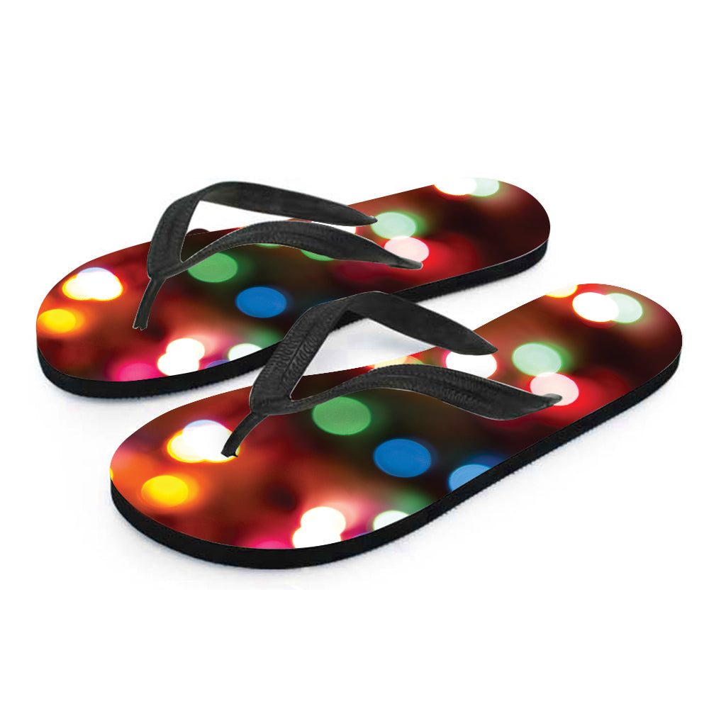 Defocused Christmas Lights Print Flip Flops