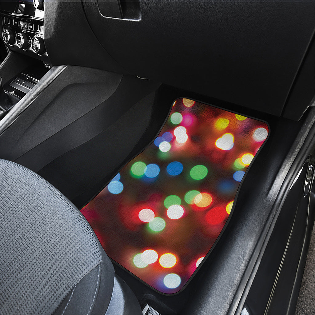 Defocused Christmas Lights Print Front and Back Car Floor Mats