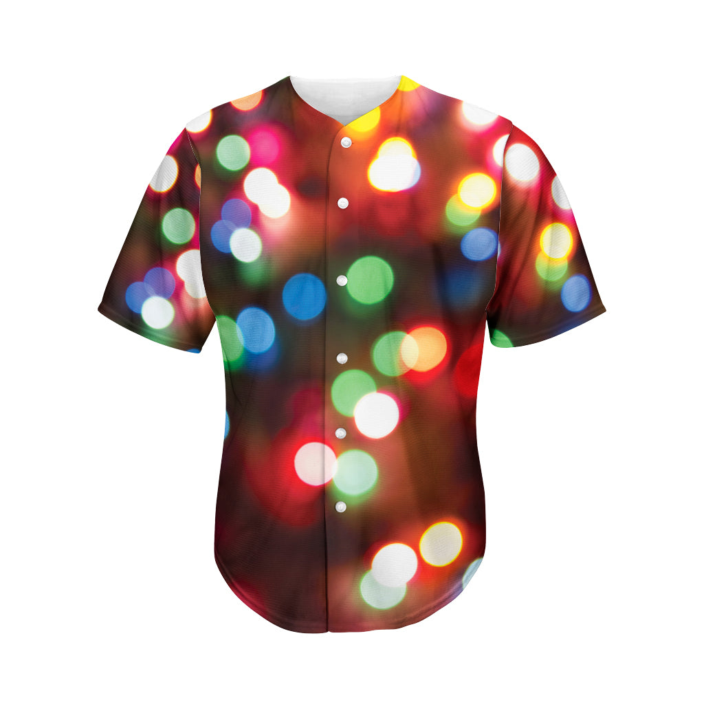 Defocused Christmas Lights Print Men's Baseball Jersey