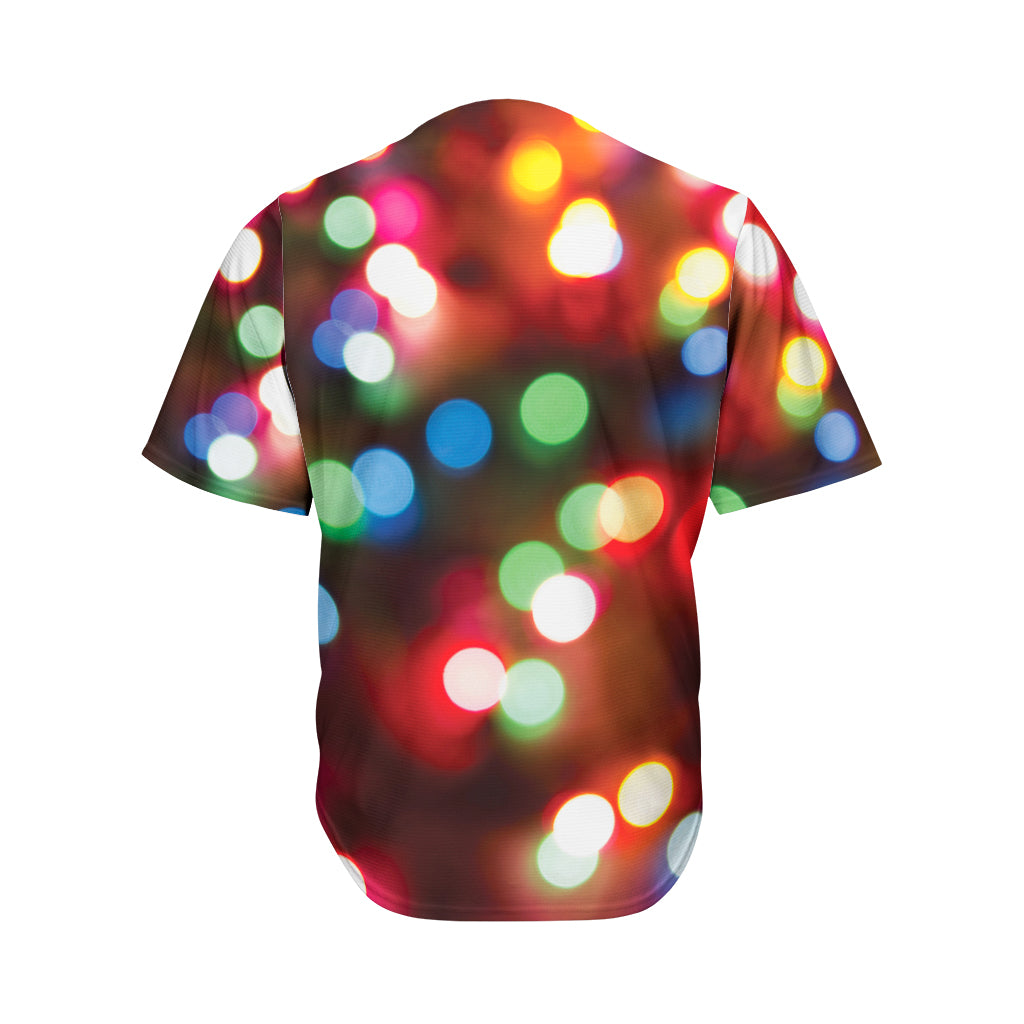 Defocused Christmas Lights Print Men's Baseball Jersey