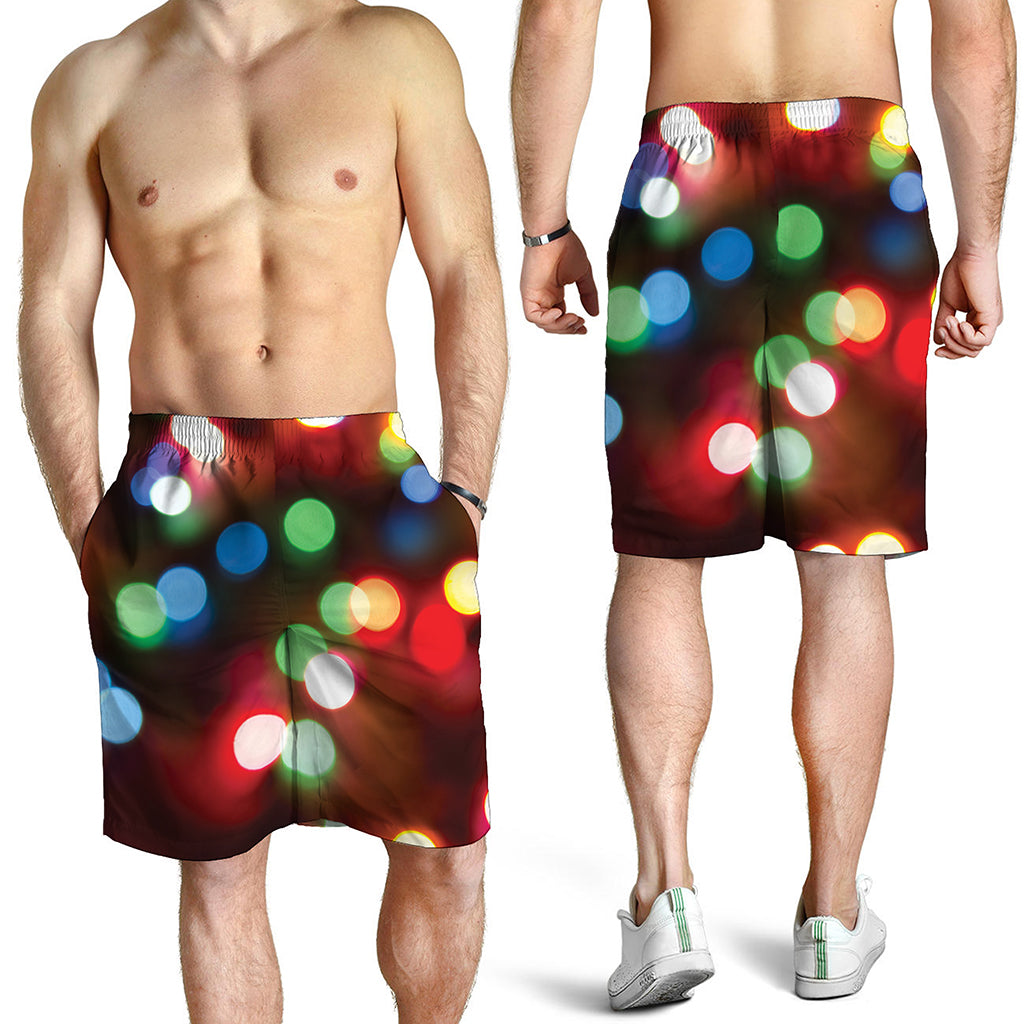 Defocused Christmas Lights Print Men's Shorts