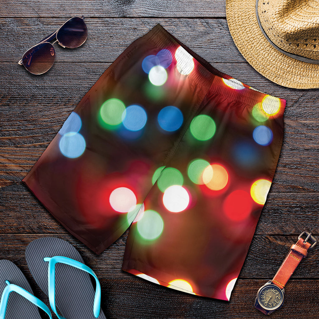 Defocused Christmas Lights Print Men's Shorts