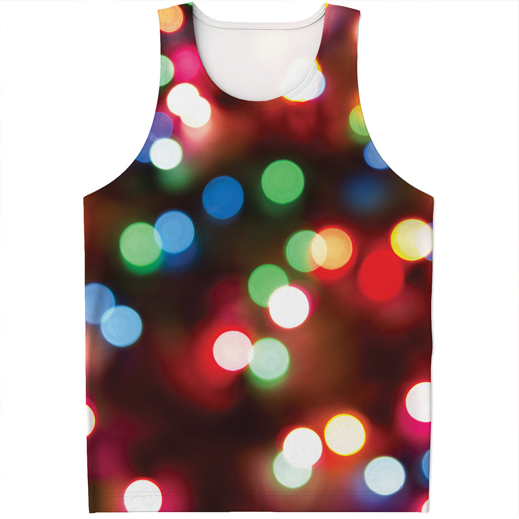 Defocused Christmas Lights Print Men's Tank Top