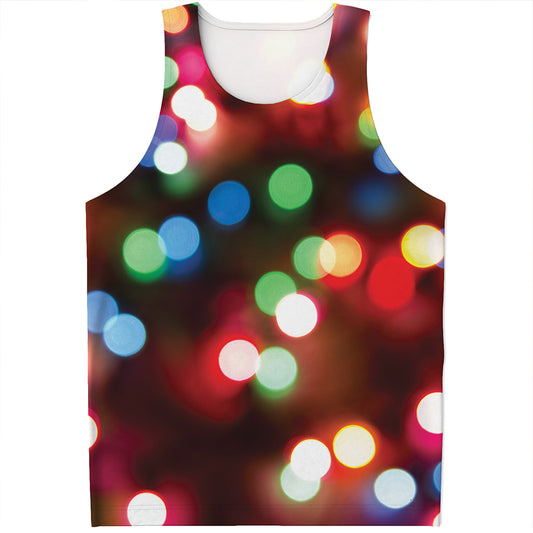 Defocused Christmas Lights Print Men's Tank Top