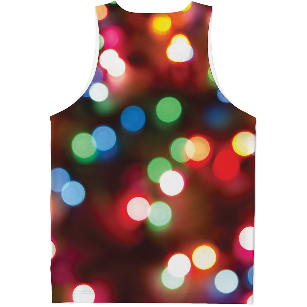 Defocused Christmas Lights Print Men's Tank Top