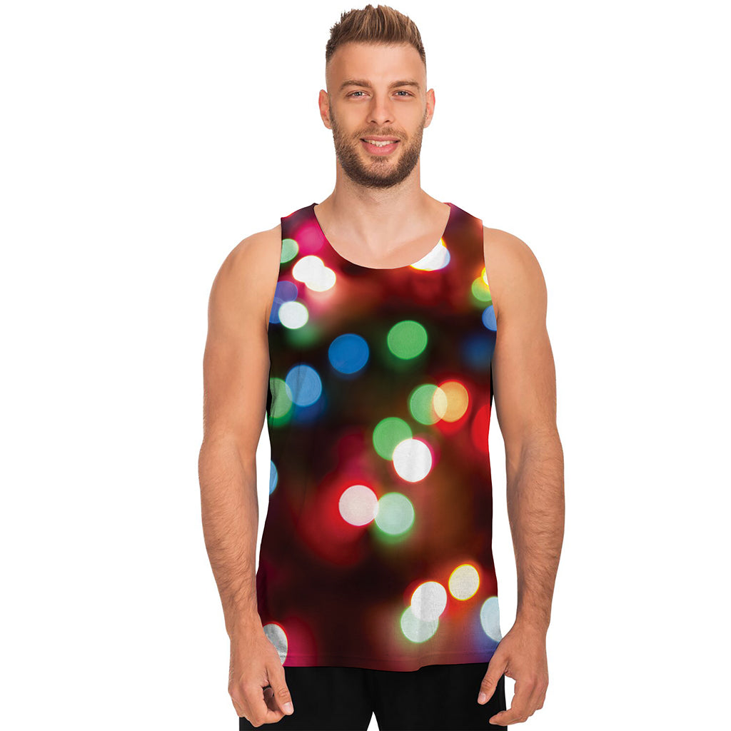 Defocused Christmas Lights Print Men's Tank Top