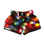 Defocused Christmas Lights Print Muay Thai Boxing Shorts