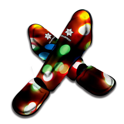 Defocused Christmas Lights Print Muay Thai Shin Guard