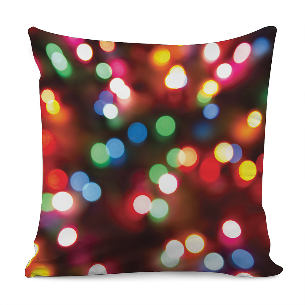 Defocused Christmas Lights Print Pillow Cover