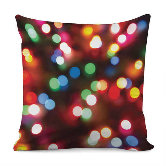 Defocused Christmas Lights Print Pillow Cover