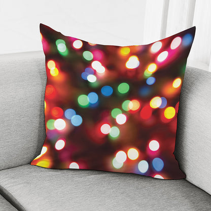 Defocused Christmas Lights Print Pillow Cover