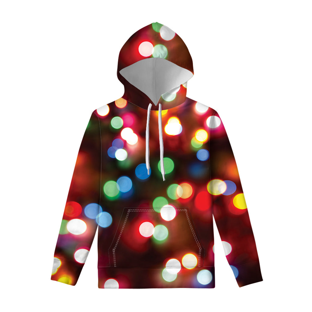 Defocused Christmas Lights Print Pullover Hoodie