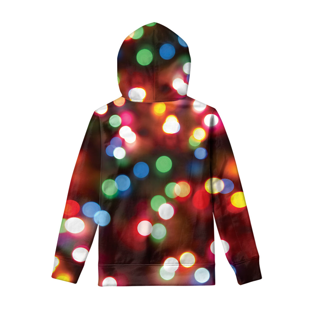 Defocused Christmas Lights Print Pullover Hoodie