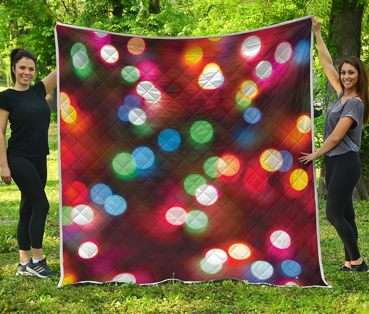 Defocused Christmas Lights Print Quilt