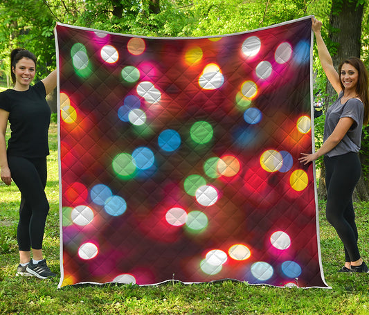 Defocused Christmas Lights Print Quilt