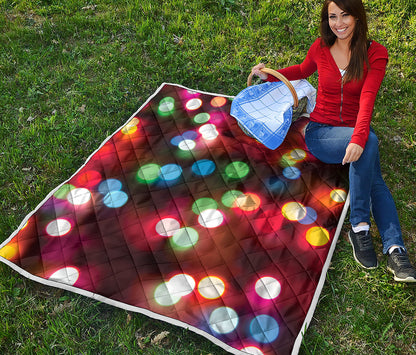 Defocused Christmas Lights Print Quilt