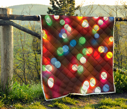Defocused Christmas Lights Print Quilt