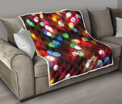 Defocused Christmas Lights Print Quilt