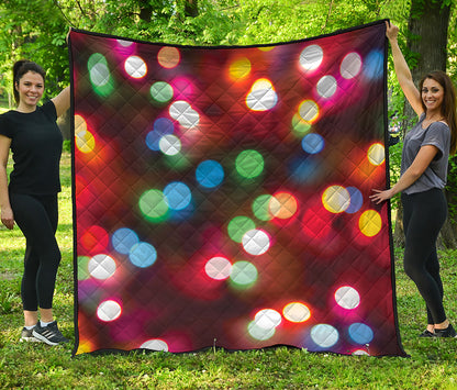 Defocused Christmas Lights Print Quilt