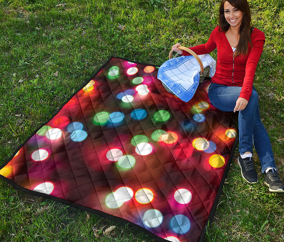 Defocused Christmas Lights Print Quilt