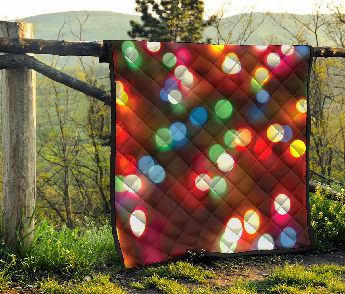 Defocused Christmas Lights Print Quilt