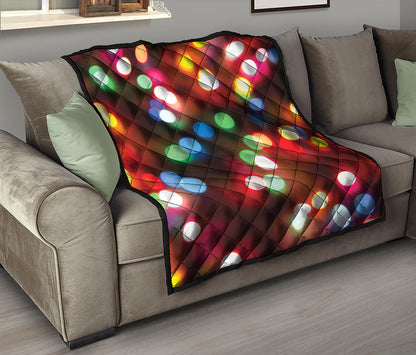 Defocused Christmas Lights Print Quilt