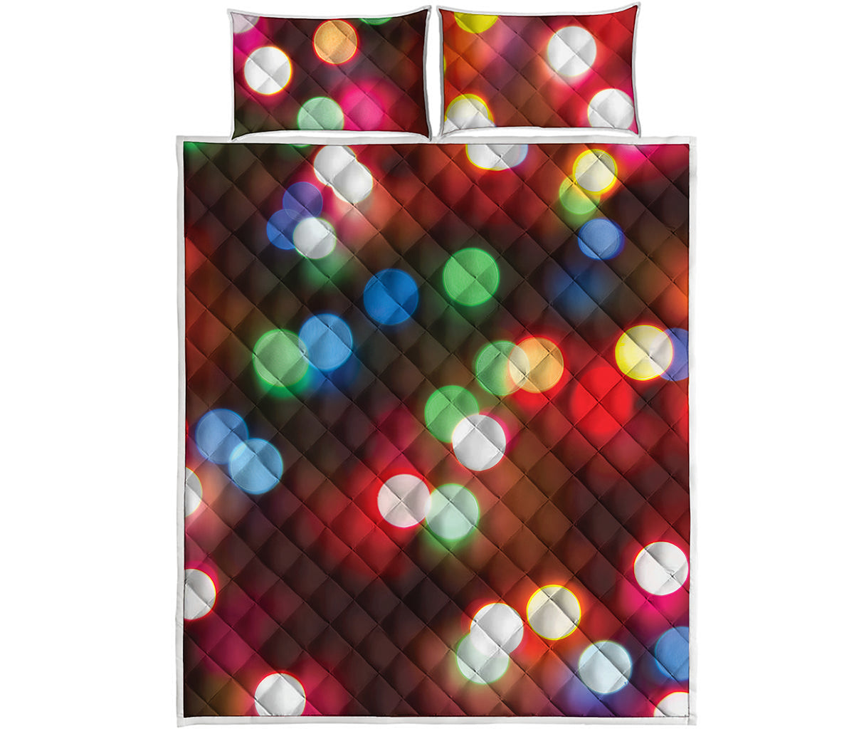 Defocused Christmas Lights Print Quilt Bed Set