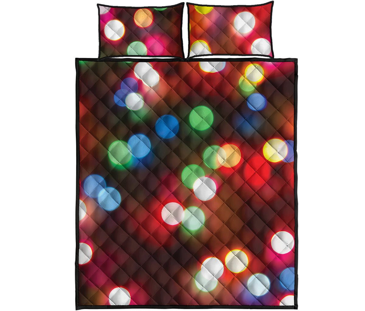 Defocused Christmas Lights Print Quilt Bed Set