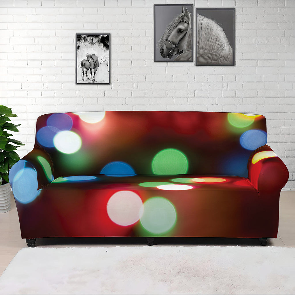 Defocused Christmas Lights Print Sofa Cover