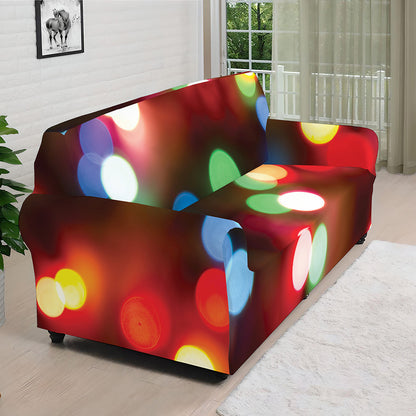 Defocused Christmas Lights Print Sofa Cover