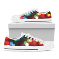 Defocused Christmas Lights Print White Low Top Sneakers