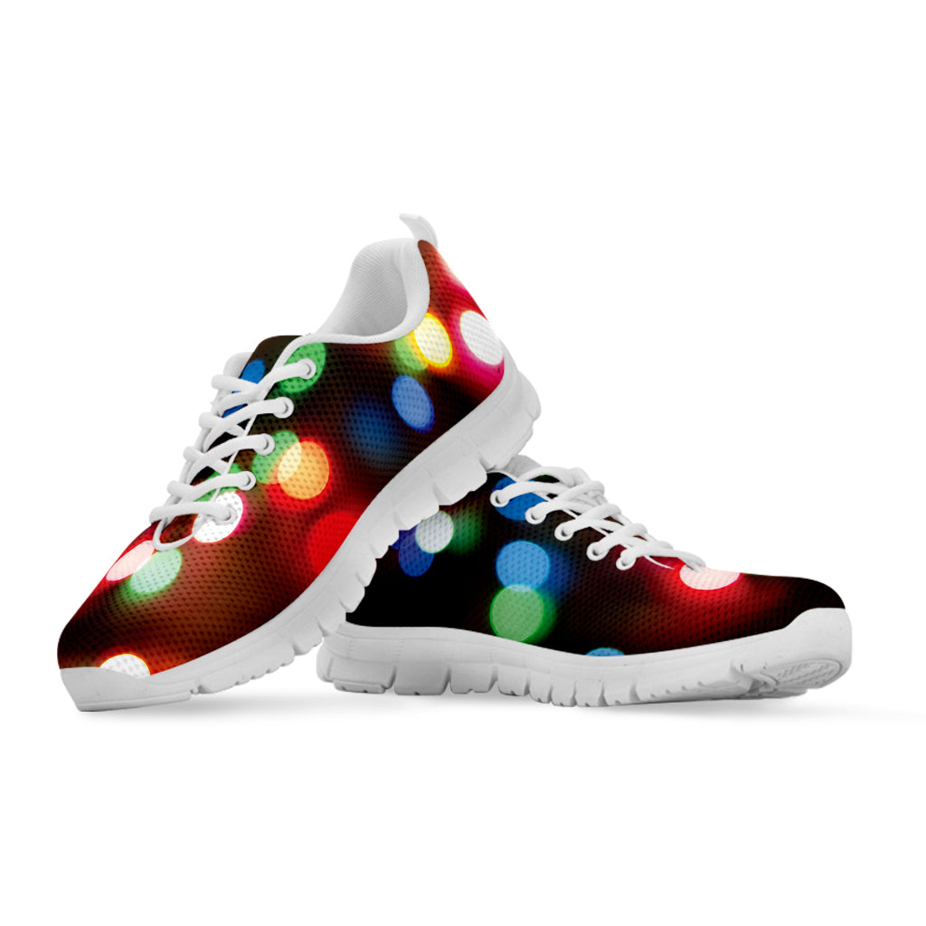 Defocused Christmas Lights Print White Sneakers