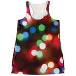 Defocused Christmas Lights Print Women's Racerback Tank Top