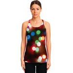 Defocused Christmas Lights Print Women's Racerback Tank Top