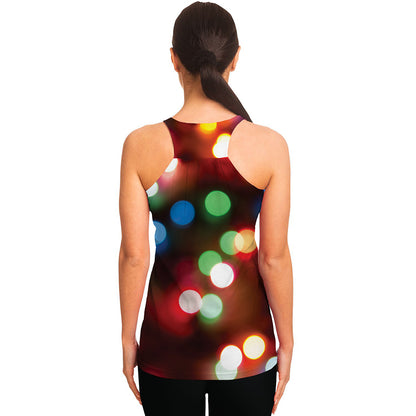 Defocused Christmas Lights Print Women's Racerback Tank Top