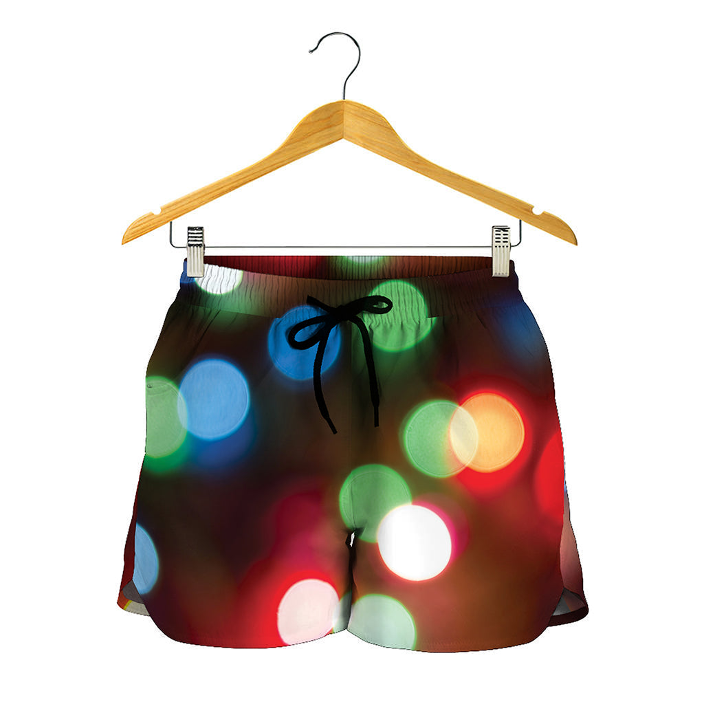 Defocused Christmas Lights Print Women's Shorts