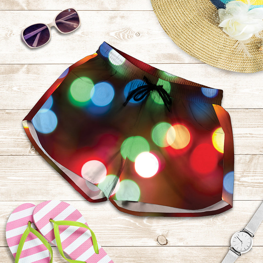 Defocused Christmas Lights Print Women's Shorts