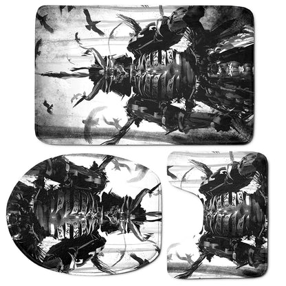 Demon Samurai Print 3 Piece Bath Mat Set