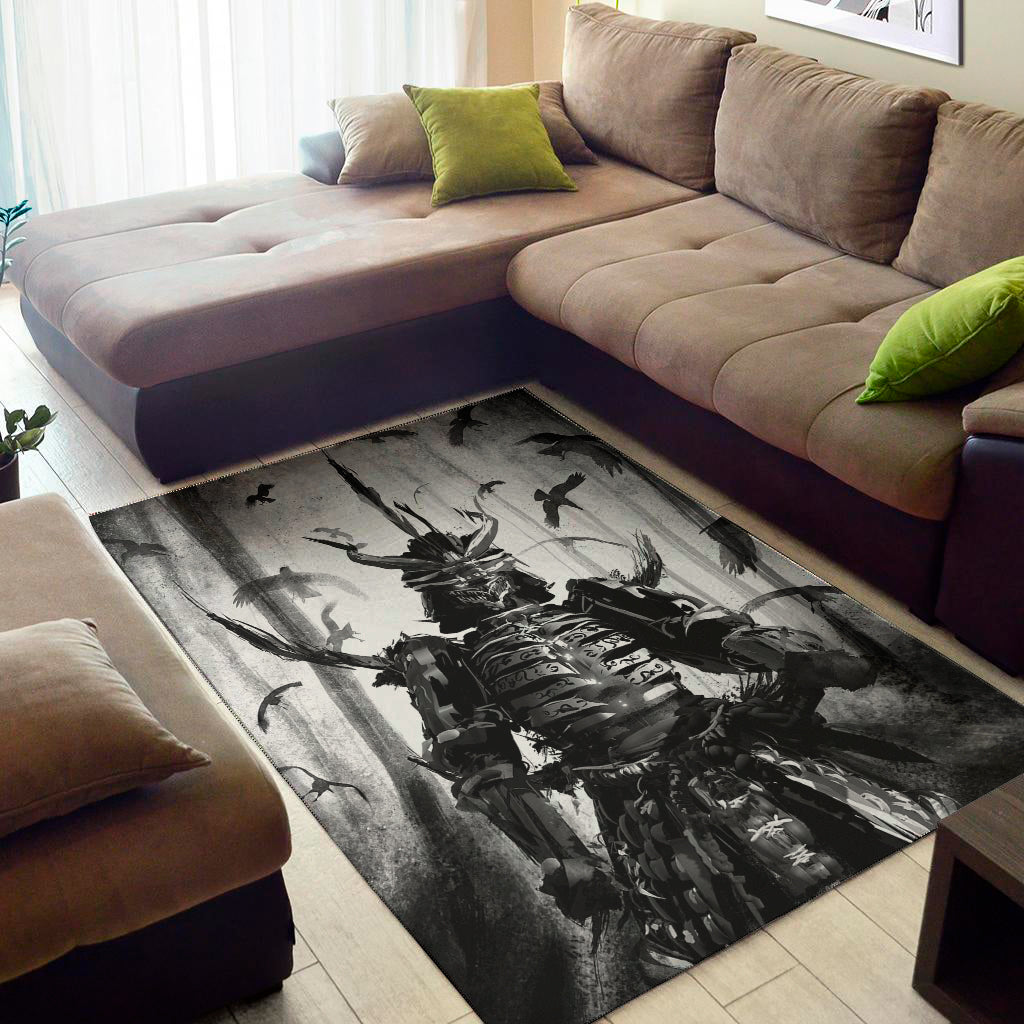 Demon Samurai Print Area Rug