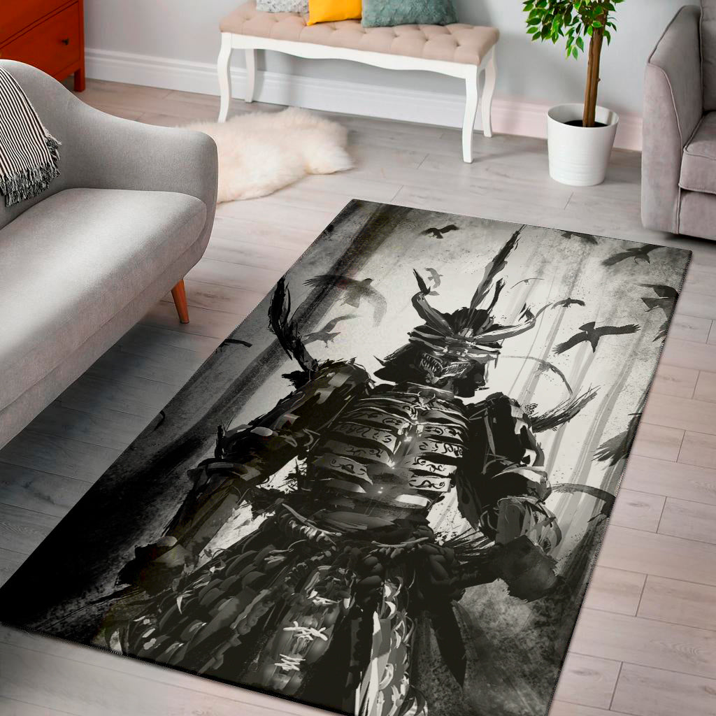 Demon Samurai Print Area Rug