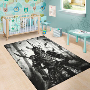 Demon Samurai Print Area Rug