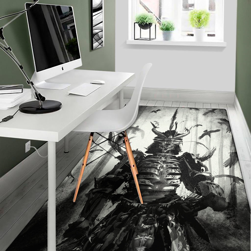 Demon Samurai Print Area Rug