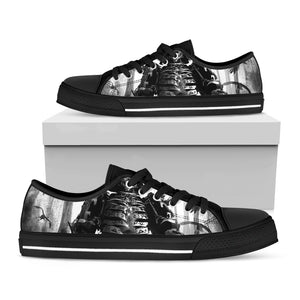 Demon Samurai Print Black Low Top Shoes