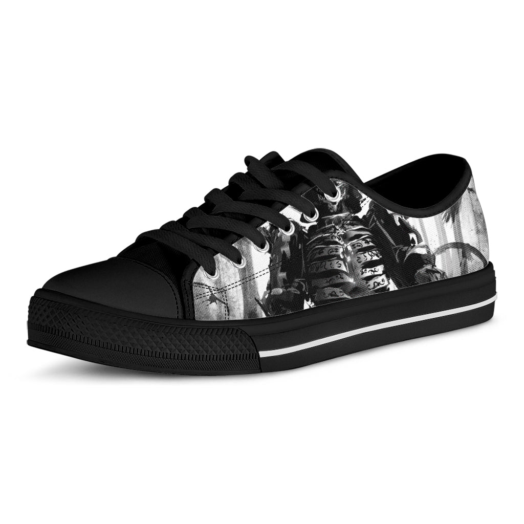 Demon Samurai Print Black Low Top Shoes