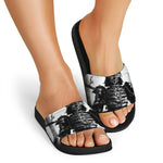 Demon Samurai Print Black Slide Sandals