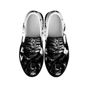 Demon Samurai Print Black Slip On Shoes